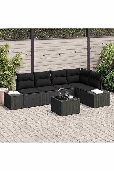vidaxl Set de canapele pentru gradina cu depozitare Negru poliratan