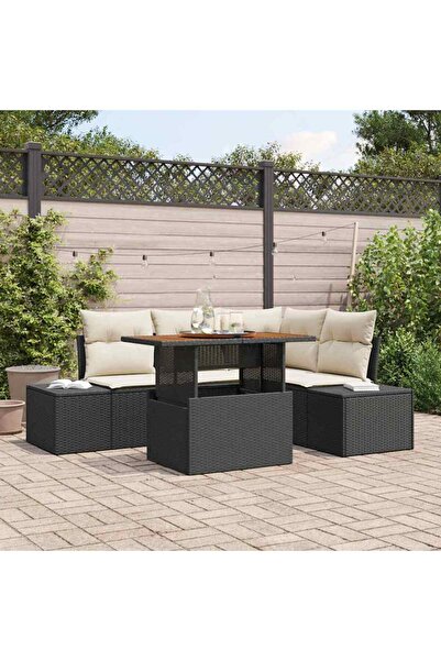 vidaxl Set de canapele pentru gradina 5 pcs Negru Rattan poli