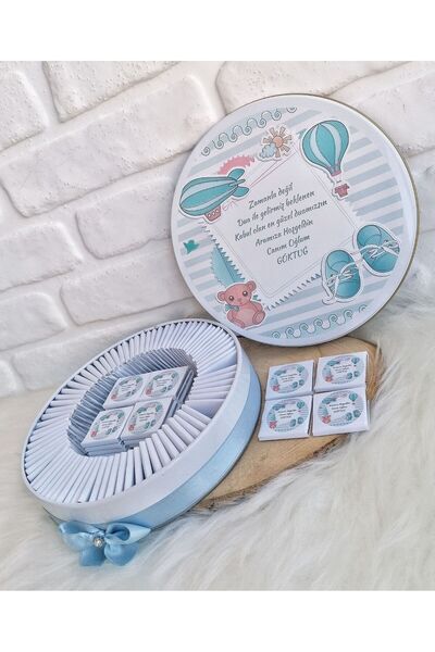 Sweet Story 150 Adet Mavi Oyuncaklı Ayıcık Çerçeveli İsme Özel Hoşgeldin Erke...