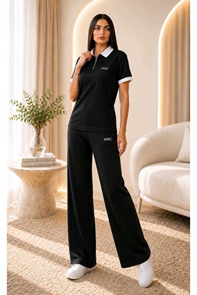 NWC Noah Gray Two-Piece Suit Palazzo Compact Fabric Modal Fabric Trousers Sui...