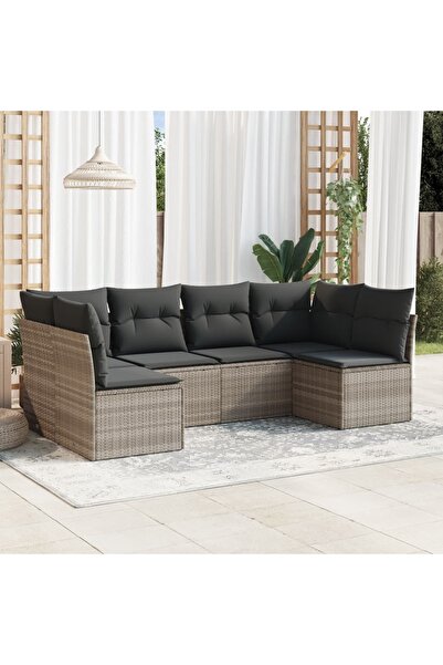 vidaxl Set canapele de gradina cu perne, 6 piese gri deschis poliratan