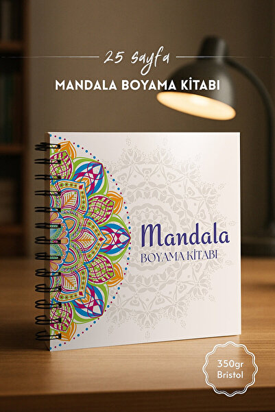 Bimotif Mandala Boyama Kitabı (25 Sayfa) Yetişkinler için Geometrik, Çiçek, H...