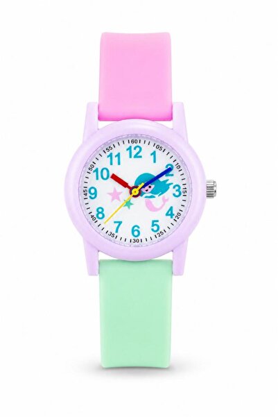 Saattino Denizkızı Desenli Lila Kız Çocuk Kol Saati Analog Saat ST-304412