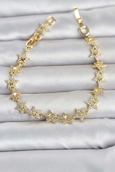 Inure Jewelry سوار نسائي من النحاس الذهبي اللون مرصع بحجر الزركون من سيريز ست...