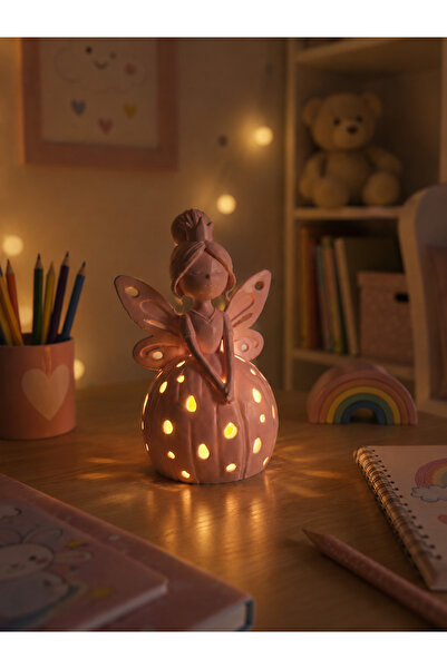 MSVstudio3d Peri Kız Gece Lambası Çocuk Odası Dekoru LED mum hediyeli(11cmx7cm)