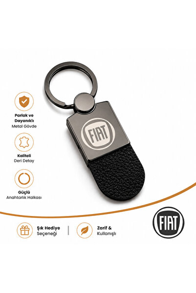 Savek Breloc auto cu logo Fiat, metalic lucios, logo reversibil, 9cm x 2,5cm,...