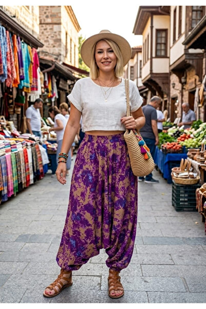 SHE BEST بنطلون شالوار من قماش الفيسكون من بلماندو، مريح وذو تصميم أصيل على ا...