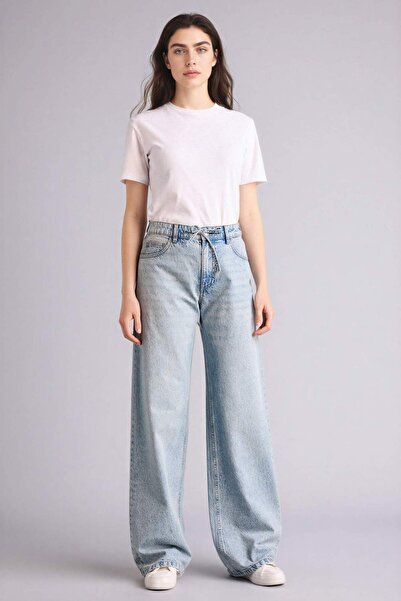DeFacto Low Rise Wideleg Low Waist Straight Leg Long Jean Snow Washed Trouser...