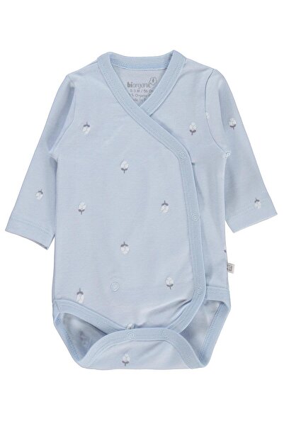 Biorganic Biorganic crossover snap bodysuit - blue