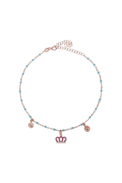 Emiliano Jewellery Kırmızı Beyaz Taşlı Rose Altın Kaplama Mineli Tac Gümüş Ha...