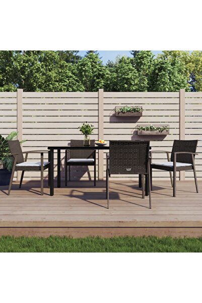 Concept Set mobilier de grădină cu perne, 5 piese, poliratan și oțel