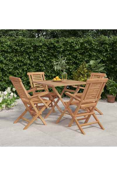 vidaxl Garden table set, solid teak wood, 5 pieces
