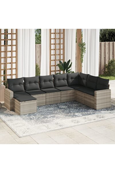 vidaxl Set mobilier de gradina cu perne, 8 piese gri deschis poliratan