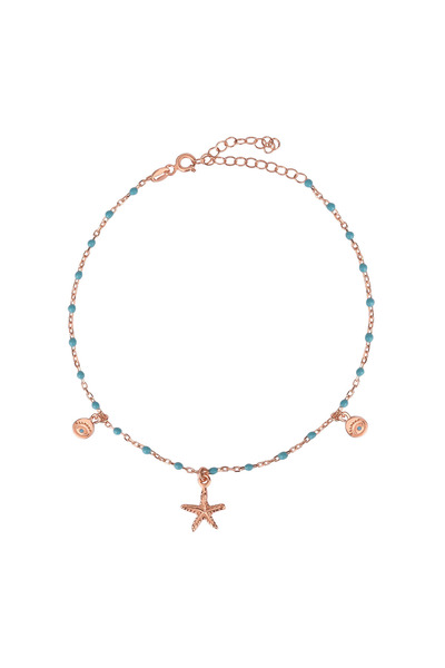 Emiliano Jewellery Turkuaz Taşlı Rose Altın Kaplama Turkuaz Mineli Deniz Yıld...