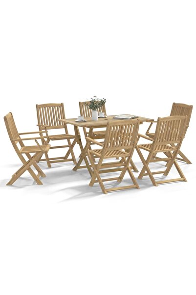 vidaxl Set mobilier de gradina, 7 piese, lemn masiv de acacia