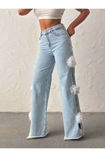 ADAMODA.RO Wide-leg jeans with tassel details