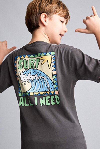 DeFacto Tricou cu mânecă scurtă, imprimat, cu gât crew, croială normală, pent...