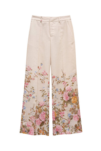 LUMİNA Γυναικείο Παντελόνι Κρεμ Floral LD5420-CREMA