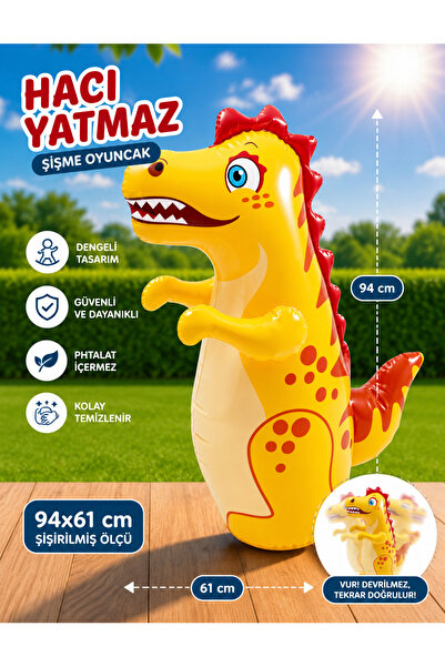 MUBX Büyük Boy Hacı Yatmaz 94cm Devrilmez Şişme Çocuk Boks Oyuncağı