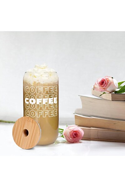 NASAQ Glass Cup with Lids and Straws, UV Design, 20 oz Aesthetic Iced Coffee ...
