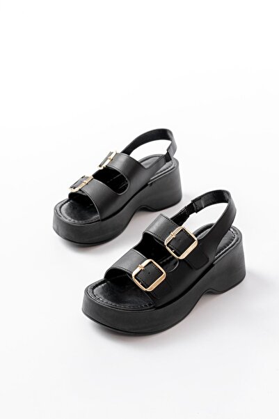 Zerenyus ZRİN4-572 Sandale de damă premium negre cu toc pană pentru purtare z...