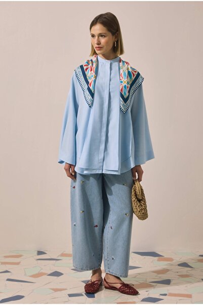HEQA Pile Detailed Shirt Baby Blue