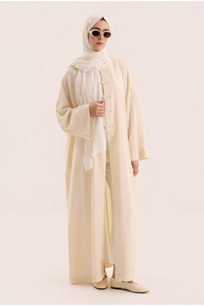 HEQA Abaya chinezească cu nasturi, culoare os