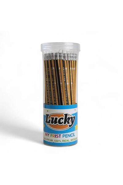 LUCKY أقلام رصاص 2B - عبوة تحتوي على 48 قلم رصاص خشبي مع ممحاة