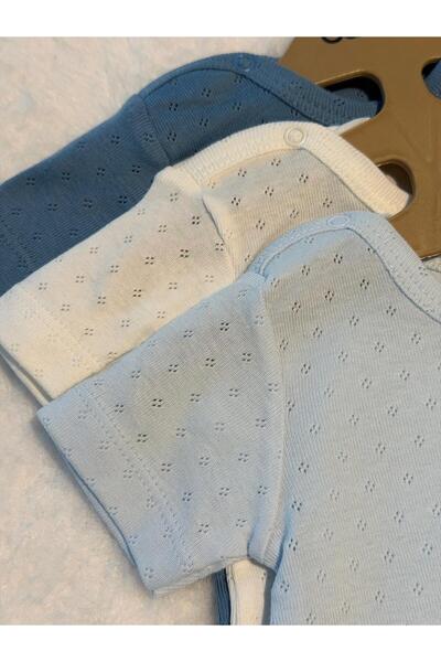 Caramell Baby Boy & Child 3-Piece Bodysuit - 100% Natural Cotton - Blue-Ecru-Indigo
