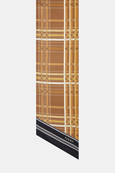 Vakko KAHVE GEOMETRİK DESENLİ TWILL FULAR