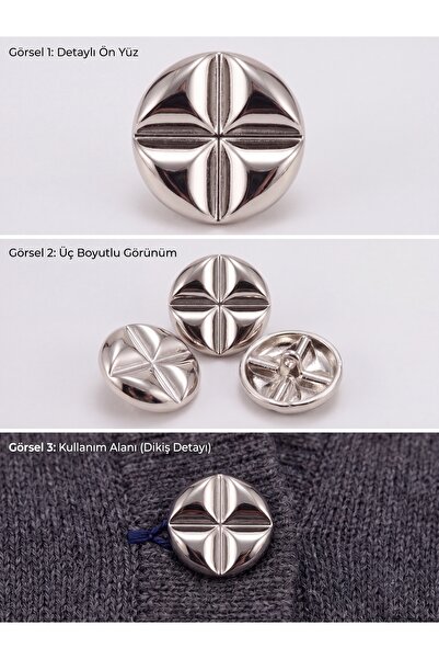 Savio GÜMÜŞ METAL DÜĞME 6LI PAKET