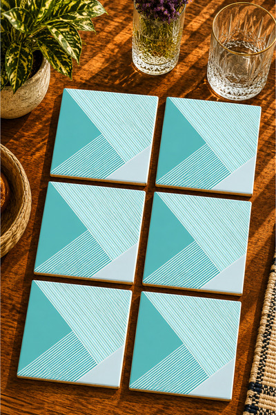 JHAAR Abstract - Bohemian - Geometric Themed Modern Set of 6 Coasters - Uv Pr...