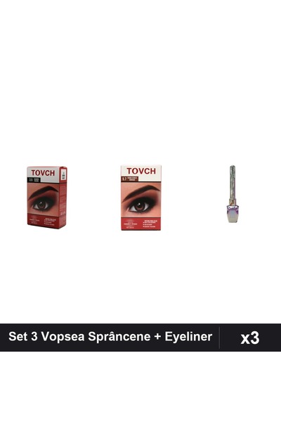 Makeup Set 3 Vopsea Sprâncene + Eyeliner Kiss Beauty, Nuante 3.5 5.7, Machiaj...