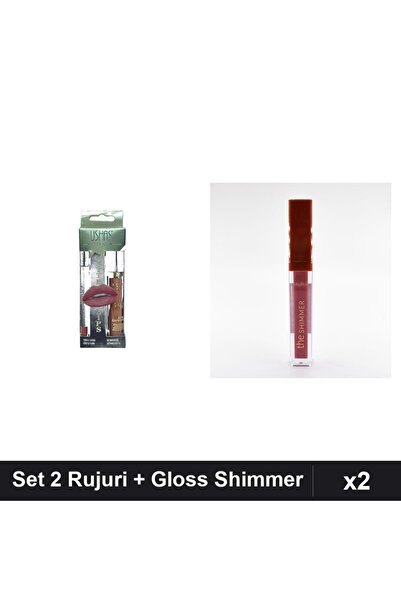 Makeup Set 2 Rujuri Ushas nr 13 + Gloss Shimmer Ruby Rose 05, Machiaj Buze