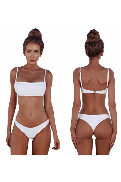 SNM Two-Piece Swimsuit Set, M, Adjustable Straps, Non-Padded Cups, Snap Closu...