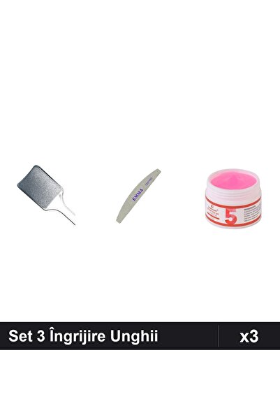 Makeup Set 3 Îngrijire Unghii - Pilă Calcaie Neagră, Pilă EMMA 150/240, Gel C...