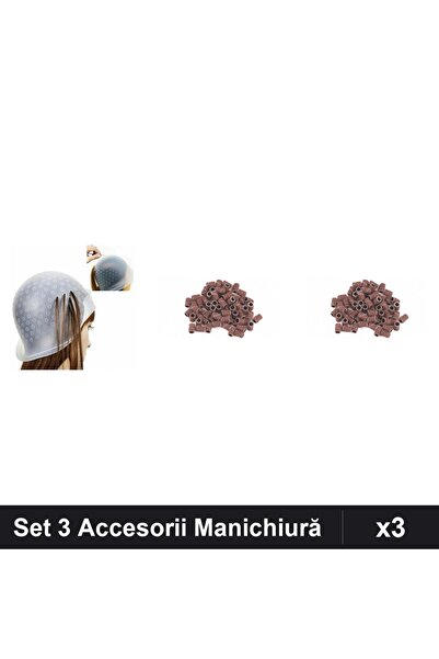 Makeup Set 3 Accesorii Manichiură Profesională - Casca Silicon, Rezerve Smirg...