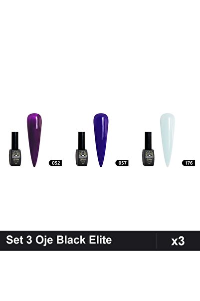 Makeup Set 3 Oje Semipermanente Black Elite 8ml, Nuante 052 057 176, Manichiu...