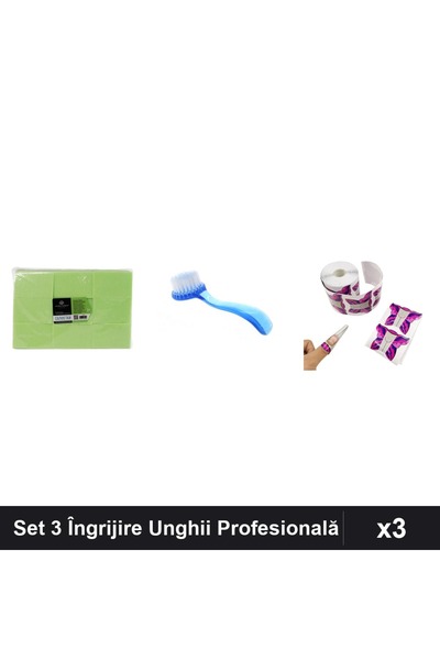 Makeup Set 3 Îngrijire Unghii - Șervețele 900buc, Perie Deprafuit, Șabloane F...