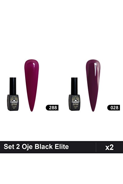 Makeup Set of 2 Semi-permanent Nail Polish Black Elite Global Fashion 8ml, Sh...