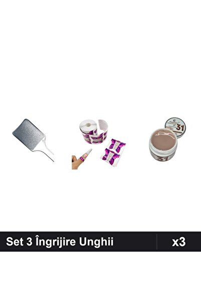 Makeup Set 3 Îngrijire Unghii - Pilă Calcaie, Șabloane Fluture, Gel Construct...