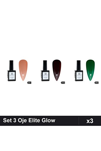Makeup Set 3 Oje Semipermanente Global Fashion Elite Glow 15ml, Nuante 041 01...