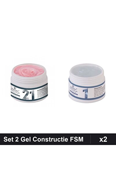Makeup Set 2 Gel Constructie UV LED FSM 15g, Nuante 21 Roz si 01 Transparent,...