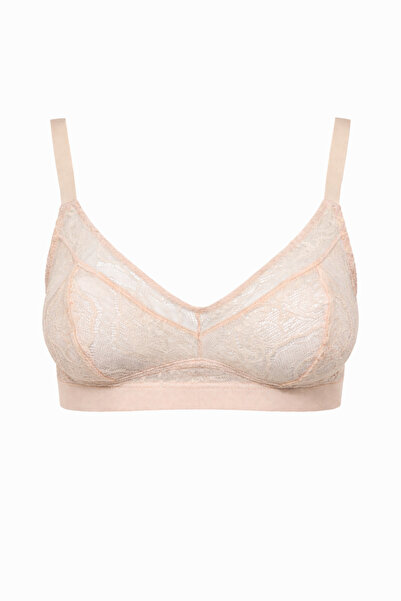 Wakabayashi Ecru Lace Gathering Bra Without Underwire