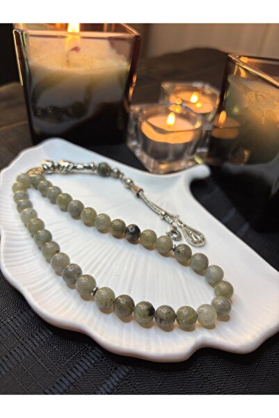 Moonstone Accessories سبحة من حجر اللابرادوريت الطبيعي على شكل كرة |   جيد لل...