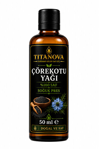 TİTANOVA Çörekotu Yağı 50 ml %100 Saf ve Doğal Soğuk Pres