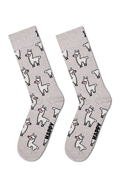 Derimod Happy Socks Men's Gray Patterned Cotton Socks P003192
