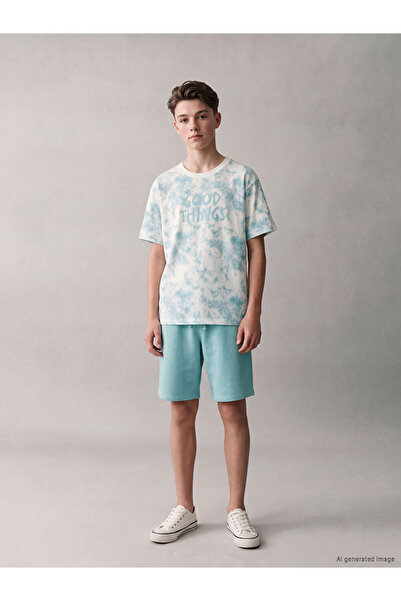 LC Waikiki Batik Patterned Boy's Shorts Suit