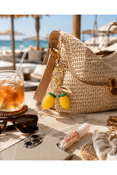 Hugs and Gifts Lemon Keychain – Yellow Bag Charm with Gold Detail 🍋 ✨ 💛