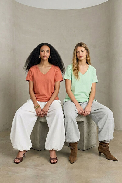EFFE 2 τεμάχια T-Shirt V-Neck Basic Με μείγμα βισκόζης